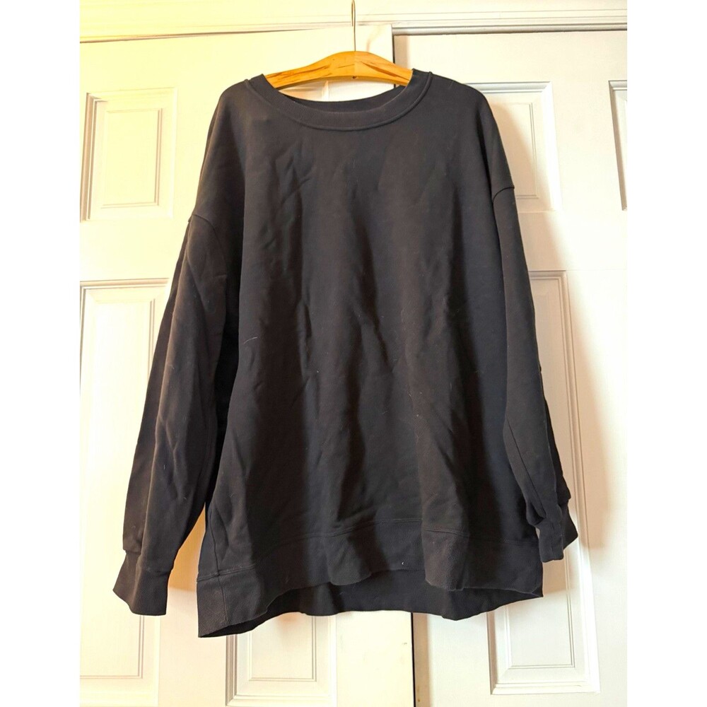 Lululemon Perfectly Oversized Crew Sweatshirt Black Cotton Terry Sz 12 Pullover